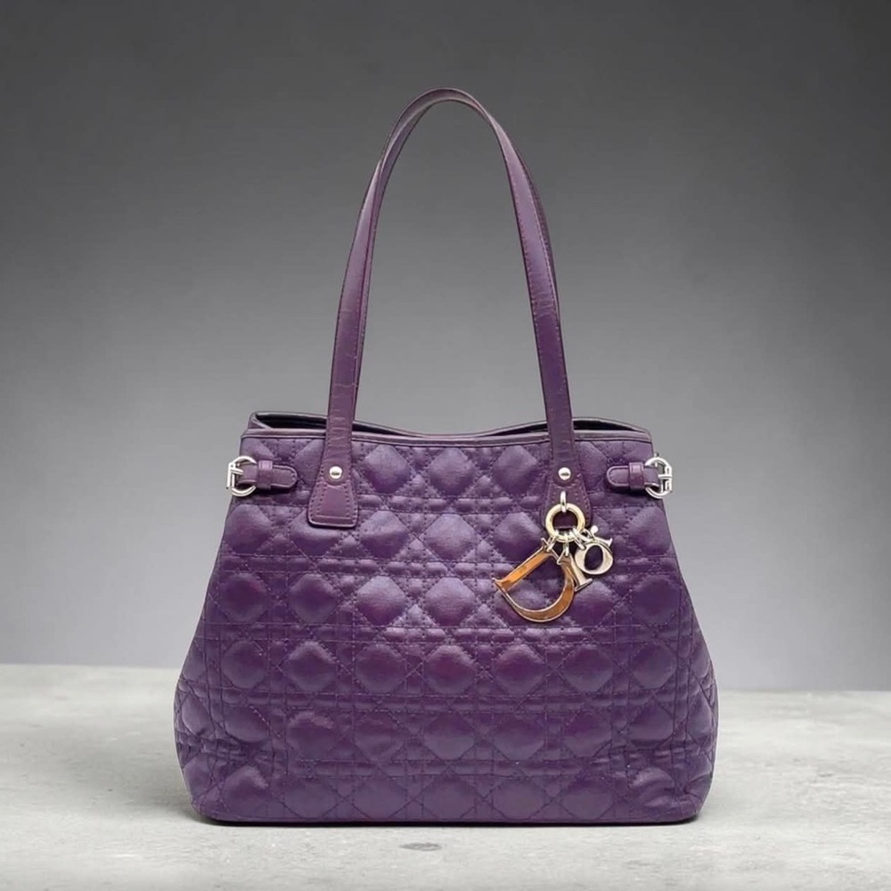 ❌SOLD❌Christian Dior Panarea Cannage Purple Tote Bag with Charm - Picture 1 of 15